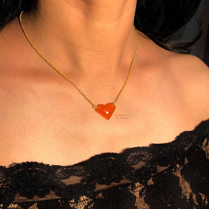 Carnelian Fragile Heart Necklace | Ioanna Liberta