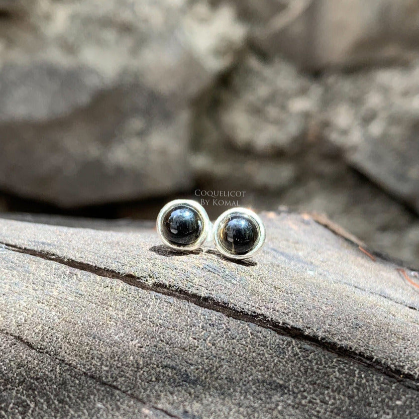 6mm Black Obsidian earrings - dainty women's jewellery that is a perfect spiritual and unique gift.