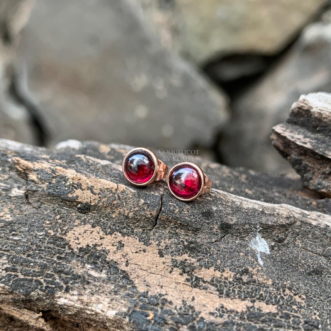 6mm maroon Garnet earrings - dainty women's jewellery that is a perfect spiritual and unique gift.