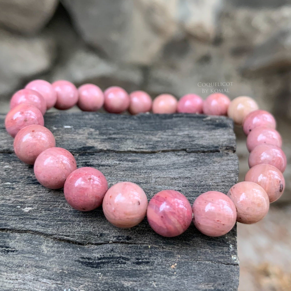 Rhodochrosite Bracelet-Natural Pink Gemstone Healing Crystal good Beads Bracelet