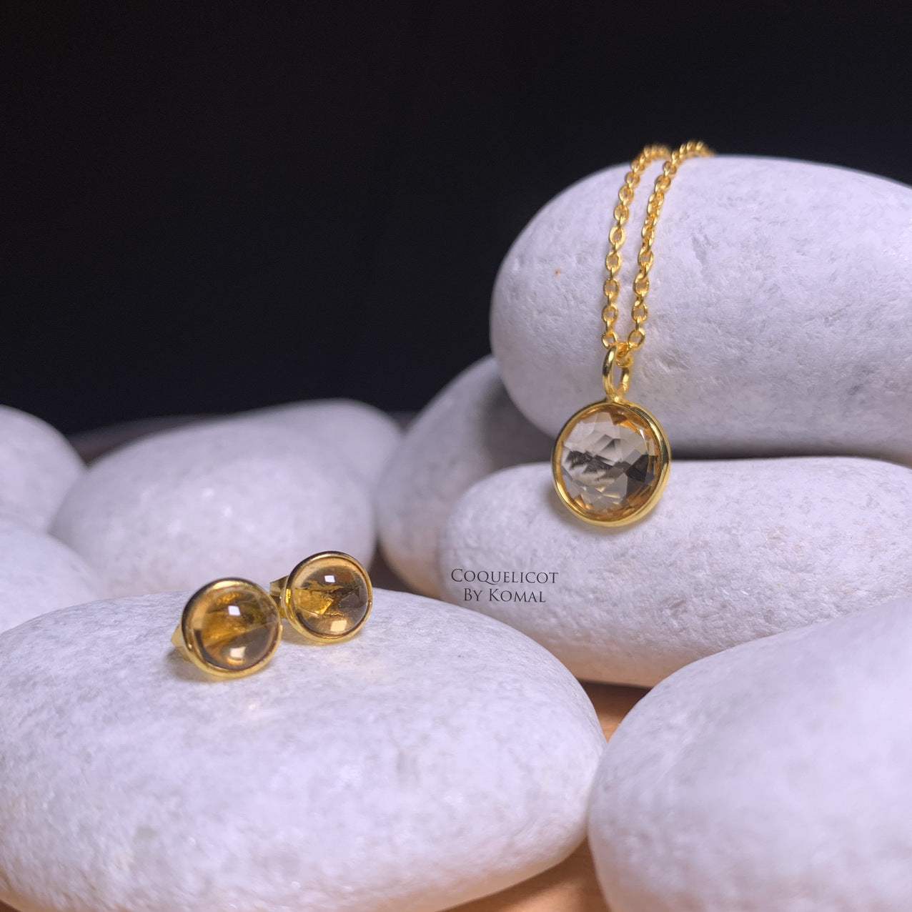 Citrine Necklace and Earrings Set