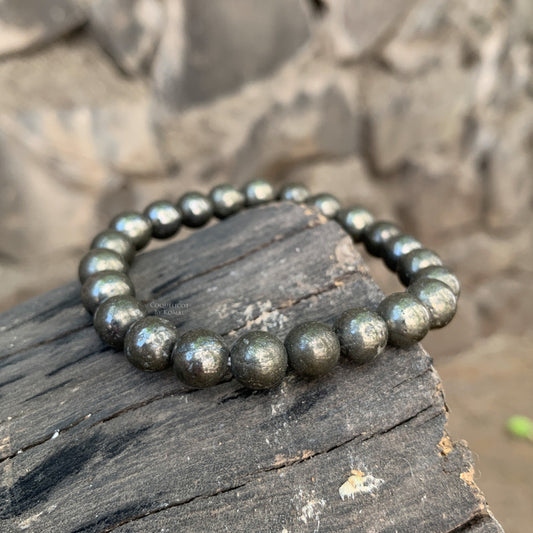 Pyrite Bracelet - Free Sized Strechable Beads Bracelet for Women and Men