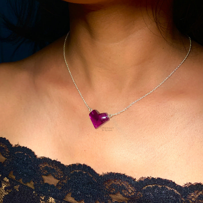 Amour - Amethyst Heart Necklace - 92.5 Sterling Silver