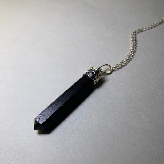 Black Tourmaline Pencil Necklace