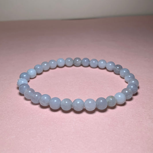 Aquamarine Bracelet - Free Sized Strechable Beads Bracelet for Women and Men