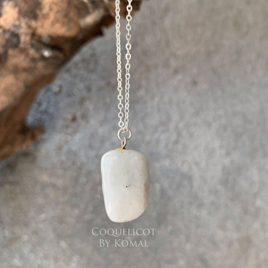 Moonstone Tumbled Stone Necklace - Coquelicot By Komal